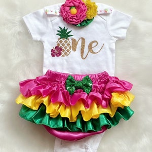 Hawaiian 1st Birthday outfit - Aloha Birthday,Cake Smash outfit, Girl 1st Birthday, Pettiskirt, Birthday Tutu/Tropical birthday/ Pineapple