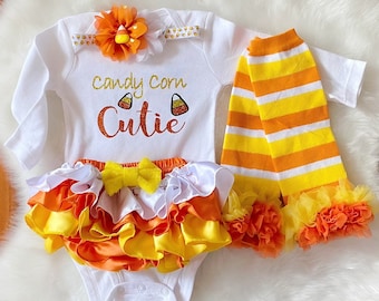 Candy Corn Cutie-First Halloween outfit/ Baby Girl’s 1st Halloween,Halloween costume,Newborn Halloween outfit ,1st Halloween