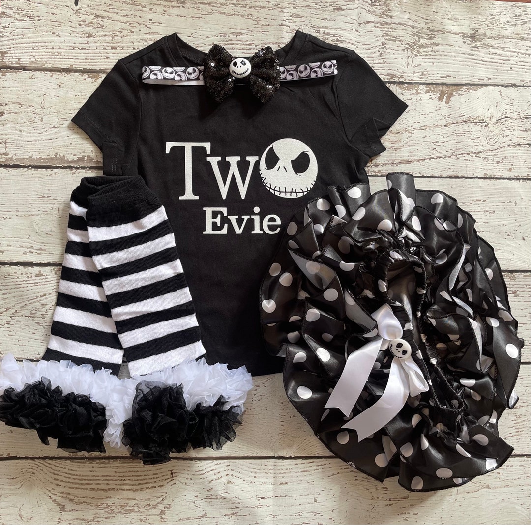 Jack Skellington 2nd Birthday -nightmare Before Christmas/jack Skellington  Birthday Outfit/ Cake Smash/baby Girl Second Birthday/ TWO