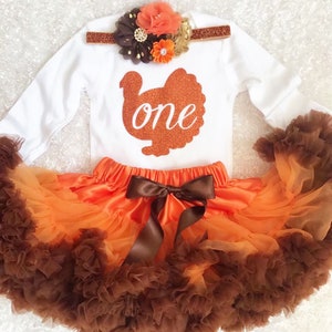 First Birthday outfit -Little Turkey 1st Birthday /Baby Girl&#39;s 1st Birthday/Thanksgiving Baby/Cake smash outfit/Fall Birthday
