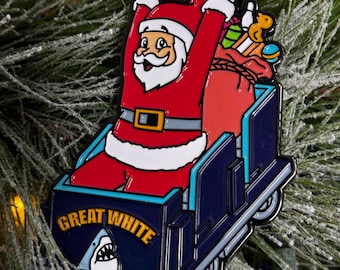 Santa Riding The Great White! - Wildwood Ornament