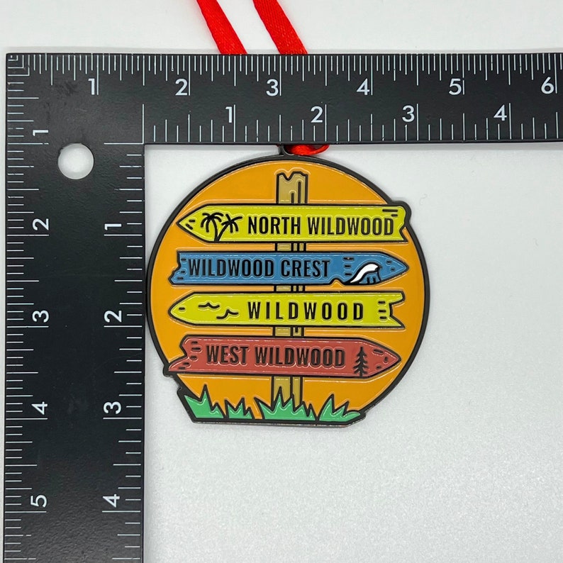 Wildwoods Christmas Ornament – Limited Edition Pastel Town Sign image 4