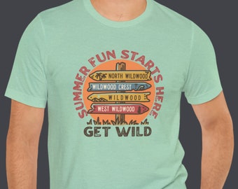 Wildwoods Beach T-Shirt: Retro Summer Surf Sign