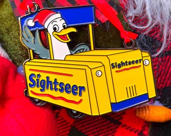 Wildwood Tramcar Christmas Ornament – Enamel Seagull with Santa Hat