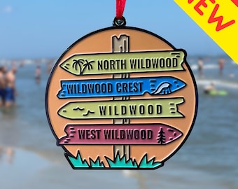 Wildwoods Christmas Ornament – Limited Edition Pastel Town Sign