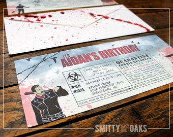 Zombie Birthday Party Invitation // Printable // 3.75"x9"