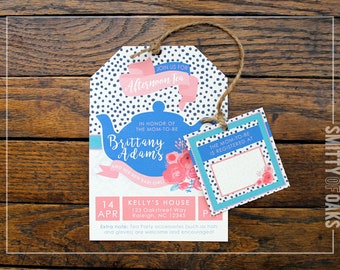 Teapot & Floral / Tea bag / Baby OR Bridal / Shower Invitation PRINTABLE - 5"x7"