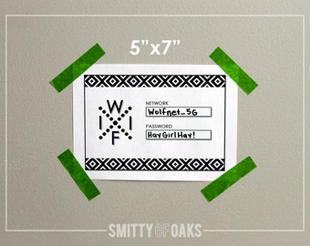 WIFI password PRINTABLE // 5"x7" // Diamonds Pattern