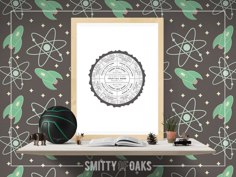 Tree Trunk Ancestor Chart // Round Family Tree // 11x14 // PRINTABLE image 6