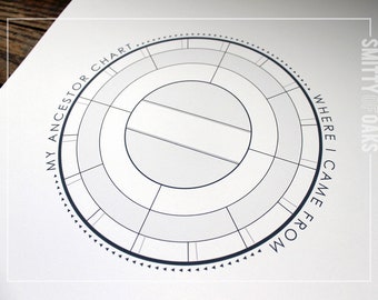 Blank Ancestor Chart // Round Family Tree // 11x14 // PRINTABLE