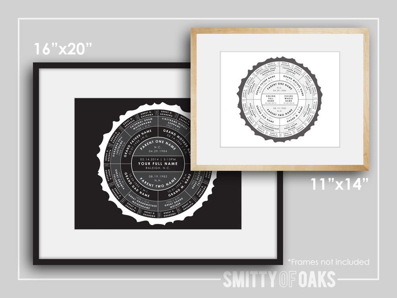 Tree Trunk Ancestor Chart // Round Family Tree // 11x14 // PRINTABLE image 4