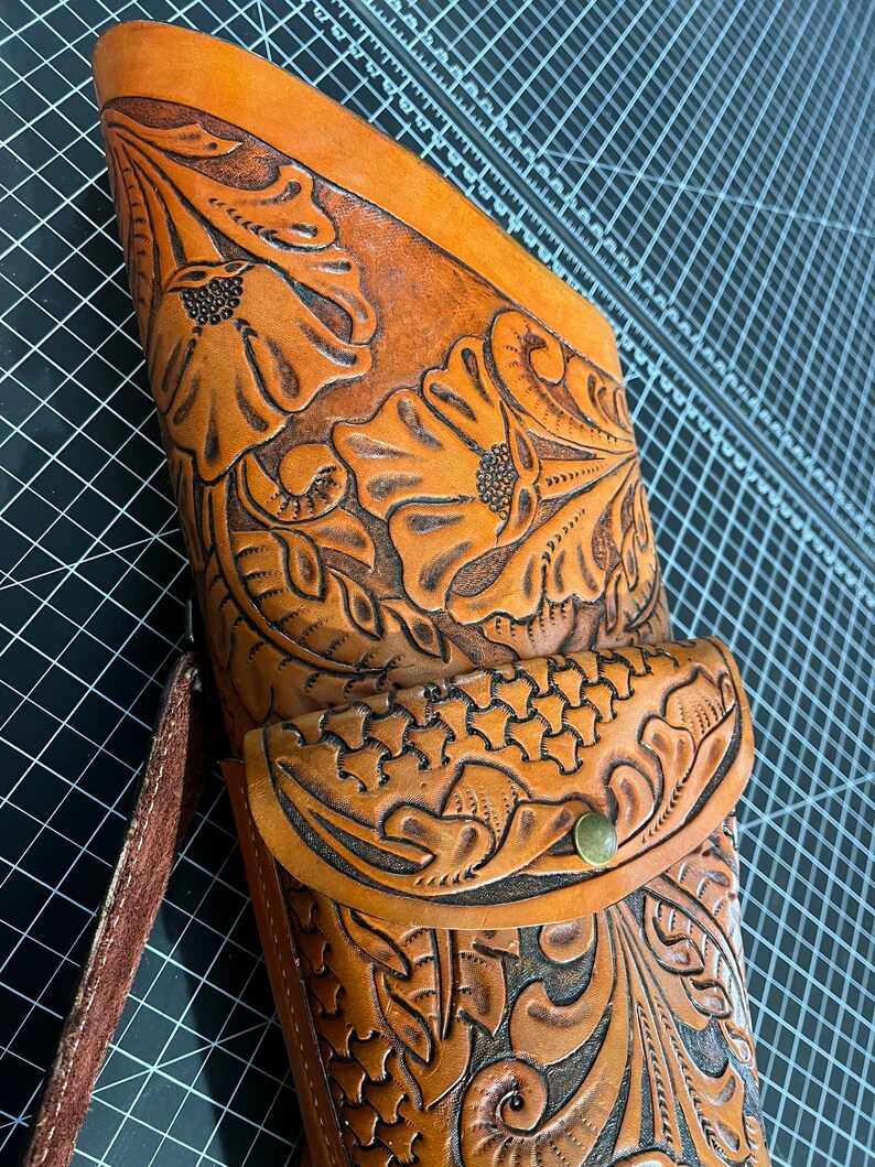 Floral Tooled Leather Back Quiver - Etsy
