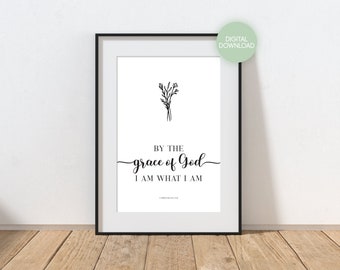 1 Corinthians 15:10 - Digital download pintable wall art for your prayer space, Bible verse, Inspirational Scripture idea for women of faith