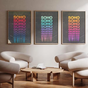 Soho | Angleterre | Poster impression d&#39;art - art mural - décoration d&#39;intérieur - 3 options de couleur/taille disponibles - papier lustré professionnel de la plus haute qualité