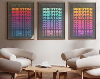Preston | England | art print poster - wall art - home decor - 3 colour/size options available - highest quality pro lustre paper