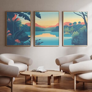 Parc national de Kumana - Sri Lanka - Lot de 3 - Posters photo imprimés - Reproduction d'art de voyage - Lot de trois - oeuvres d'art murales