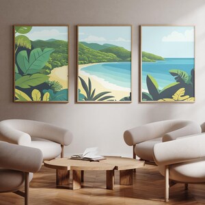 Weligama - Sri Lanka - lot de 3 - posters photo - impression d'art - lot de trois - oeuvres d'art murales