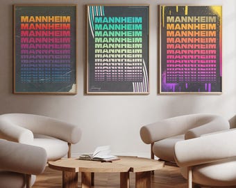 Mannheim | Germany | art print poster - wall art - home decor - 3 colour/size options available - highest quality pro lustre paper