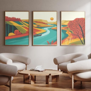 Red River of the North - Fargo, North Dakota - Set of 3 - photo print posters - Travel art print - Set of three - wall art -