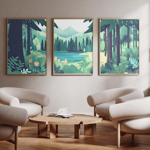 Forest Park - Portland, Oregon - USA - 3er Set - Foto Druck Poster - Reise Kunstdruck - Wand Kunst