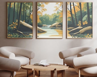 Parque estatal del río Eno - Durham, Carolina del Norte - EE. UU. - Juego de 3 - Pósteres con fotografías - Impresión artística de viaje - Arte mural