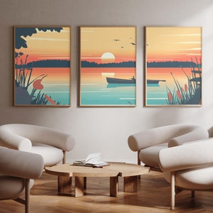 Lake Winnebago - Oshkosh, Wisconsin - USA - Set of 3 - photo print posters - Travel art print - wall art