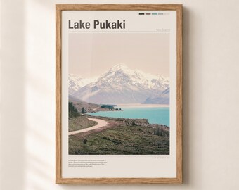 Lake Pukaki Photography Print Poster | Real Authentic Photo | New Zealand Wall Art | Colour or Black and White