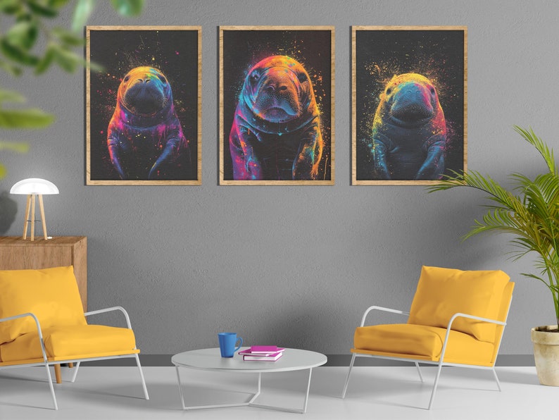 Manatee - Set of Three - Photo Print Poster - Wall Art - Set of 3 - - Etsy