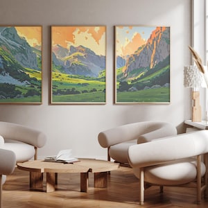 Parque Nacional de Picos de Europa, Cantabria - Conjunto de 3 - carteles de impresión fotográfica - impresión de arte - Conjunto de tres - Parque Nacional de Picos de Europa