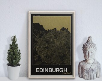 Edinburgh Map Print (Midlothian) – Minimalist Street Map Poster, Modern Wall Art, UK Travel Gift | 3 colour options
