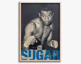 Sugar Ray Robinson - photo print poster - Pre Signed -