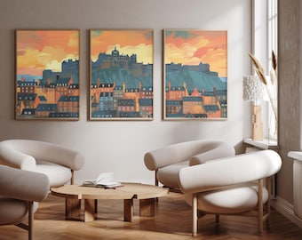 Edinburgh Castle | Scotland - Set of 3 - photo print posters - Travel art print - Set of three - wall art