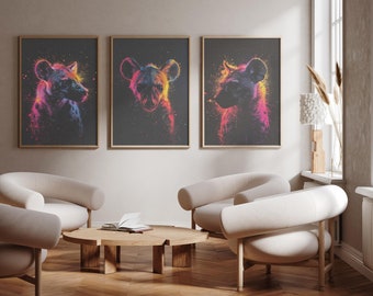 Hyena - Set of three - photo print poster - wall art - Set of 3 -