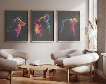 Wolf - 3er-Set - Fotodruck Poster - Wandkunst - 3er-Set