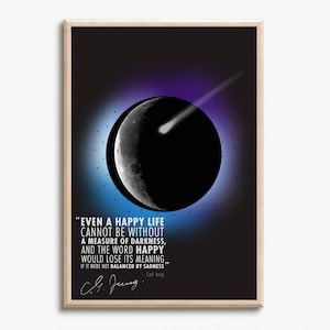 Carl Jung cita foto imprimir póster - Pre firmado - Incluso una vida feliz