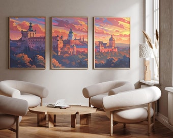 Schloss Wawel Krakau | Polen - 3er Set - Foto Druck Poster - Kunstdruck - 3er Set - Wandkunst
