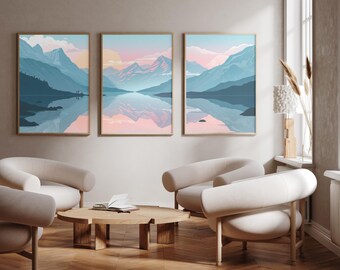 Pokhara | Phewa Lake - Set of 3 - photo print posters - Travel art print - Set of three wall art - Nepal