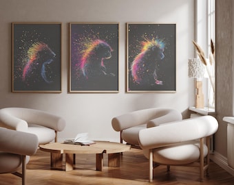 Puercoespín - Conjunto de tres - cartel de impresión fotográfica - arte de pared - Conjunto de 3