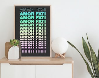 Amor fati word art print poster - art mural - décoration intérieure - Amour du destin - stoïcisme