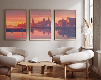 Albert Dock | England - 3er Set - Foto Druck Poster - Reise Kunstdruck - 3er Set - Wand Kunst
