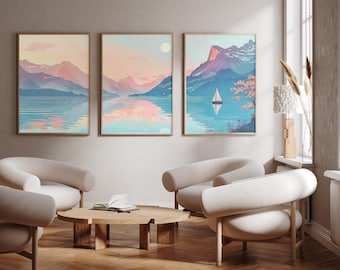 Lago Zurich / Suiza - Conjunto de 3 - carteles de impresión fotográfica - Impresión de arte de viaje - Conjunto de tres - arte de pared