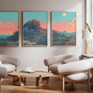 Sigirîya | Roche du lion - Lot de 3 - Posters photo - Impression d'art de voyage - Lot de trois - Sri Lanka