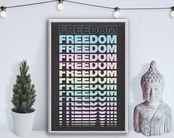 Freedom word art print poster - the ability to do whatever you want to do & whenever you want to do it - wall art - home decor