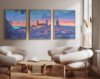 Tallinn Old Town, Estland - 3er Set - Fotodruck Poster - Reisekunstdruck - 3er Set - Wandkunst - Vanalinn