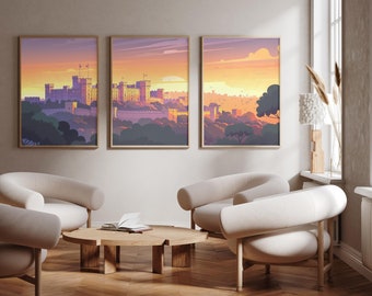 Schloss Windsor | England - 3er Set - Foto Druck Poster - Kunstdruck - 3er Set - Wandkunst