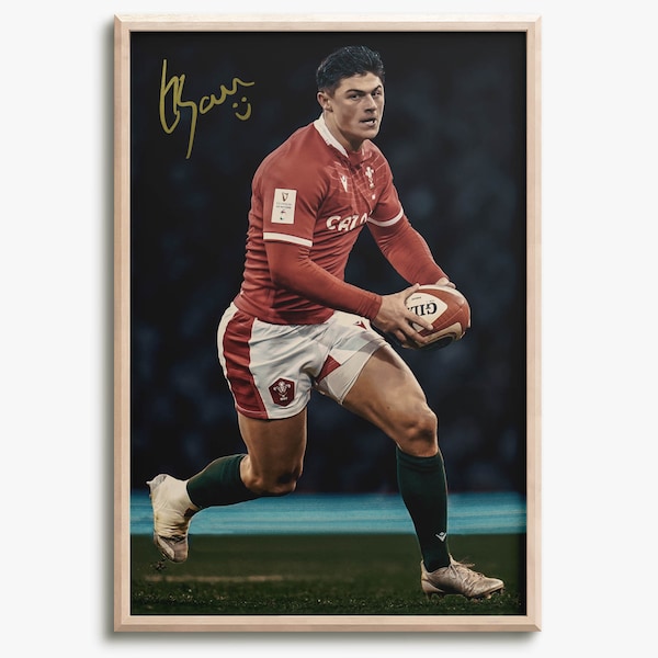 Louis Rees Zammit -  photo print poster - pre signed - Wales Rugby