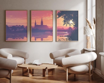 Worcester Kathedrale | England - 3er Set - Foto Druck Poster - Kunstdruck - 3er Set - Wandkunst