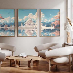 Chiang Rai | Wat Rong Khun - White Temple - Set of 3 - photo print posters - Travel art print - Set of three - wall art - Thailand