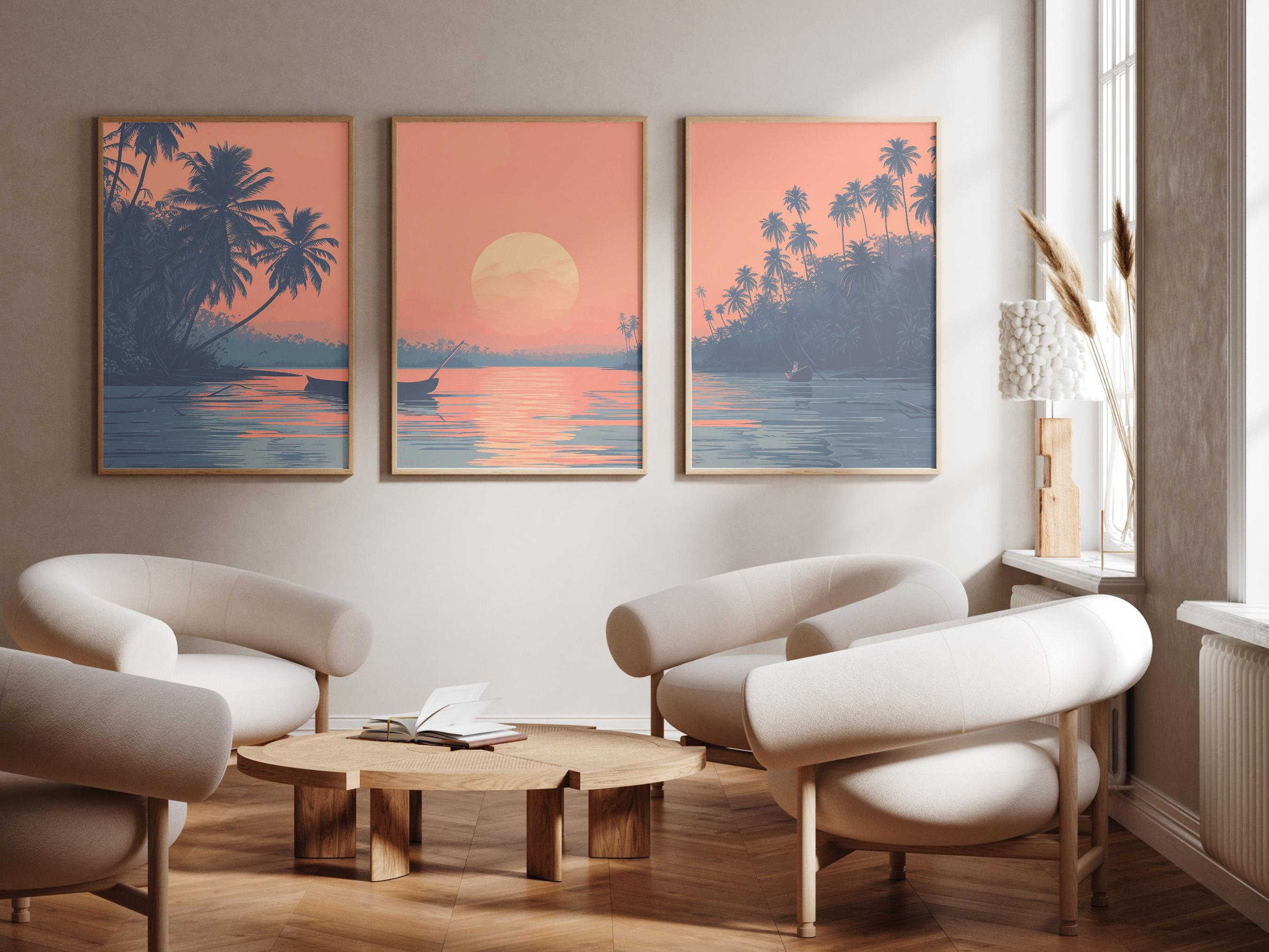 Kerala Backwaters - Set of 3 - photo print posters - Travel art print - Set of three - India - Vembanad Lake
