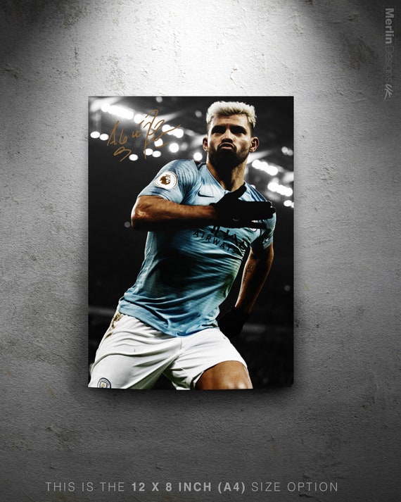Sergio Aguero 1 Manchester City Argentina Football Quote Signed Quality Poster